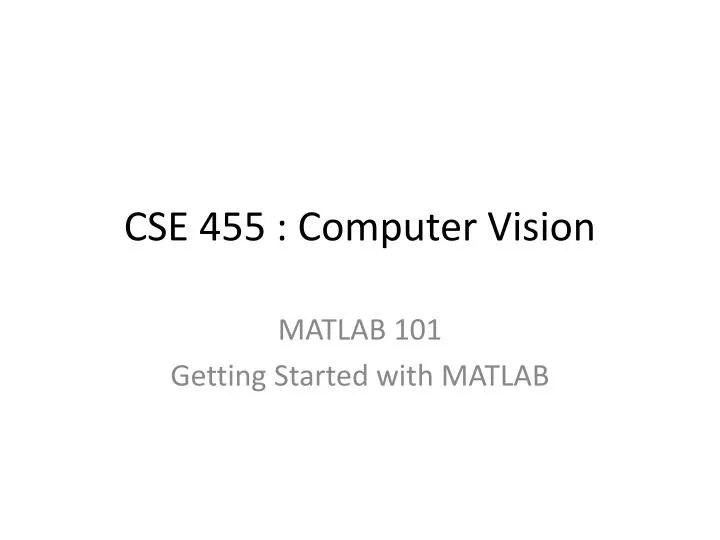 cse 455 computer vision