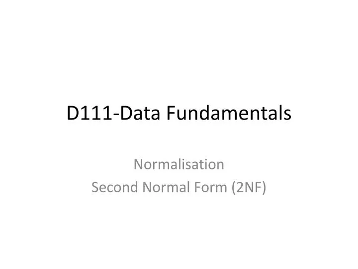 d111 data fundamentals