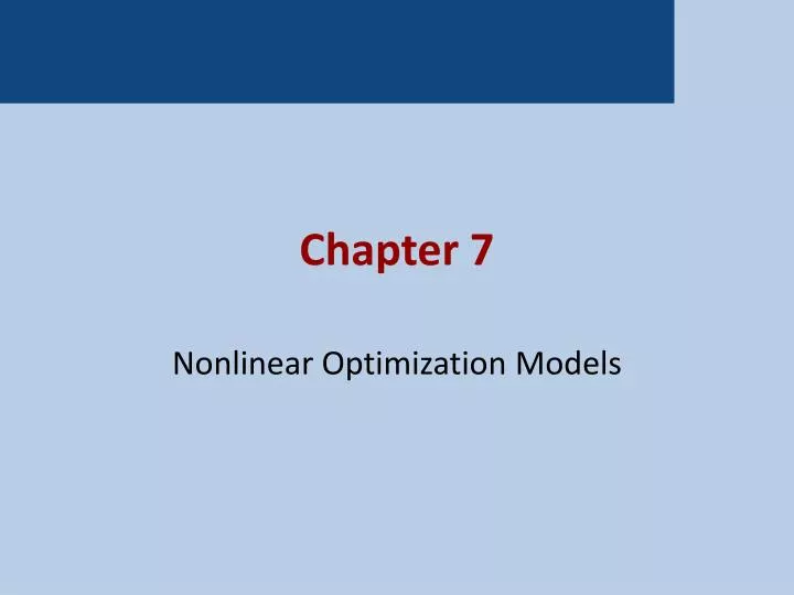 nonlinear optimization models