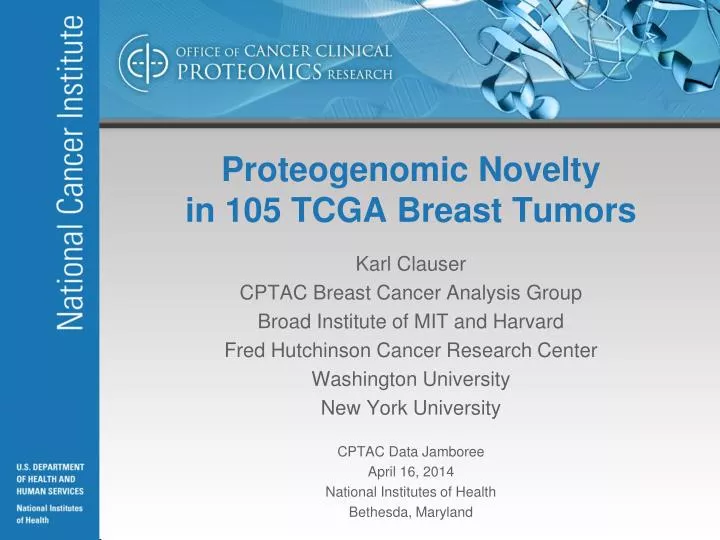 proteogenomic novelty in 105 tcga breast tumors