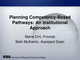 Planning Competency-Based Pathways: An Institutional Approach