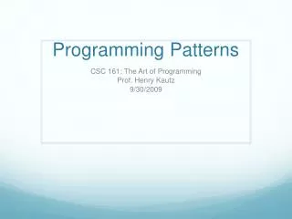 Programming Patterns