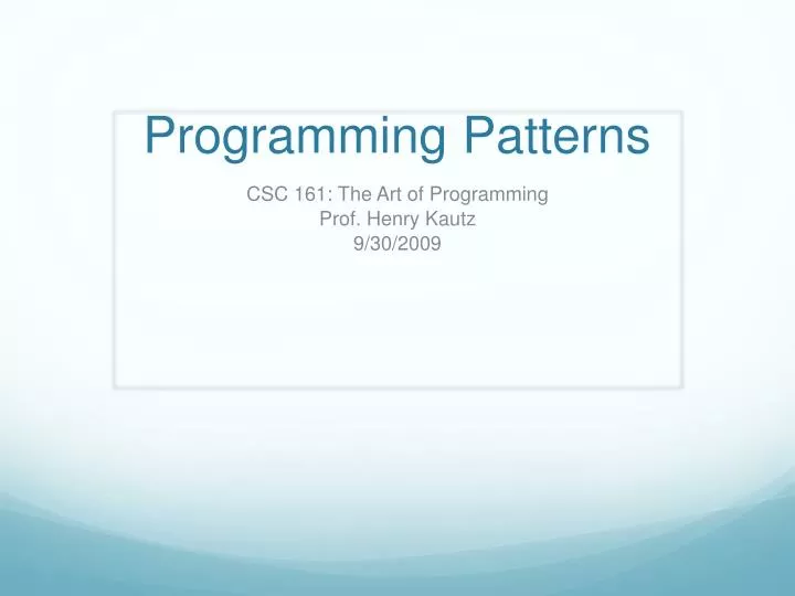 programming patterns