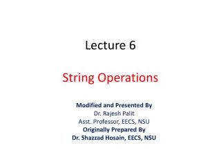 Lecture 6 String Operations