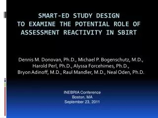 SMART-ED Study Design to Examine the Potential Role of Assessment Reactivity in SBIRT