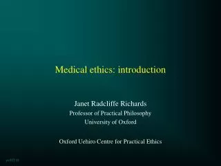 Medical ethics: introduction