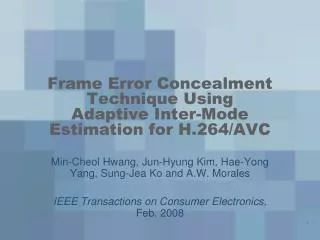 Frame Error Concealment Technique Using Adaptive Inter-Mode Estimation for H.264/AVC