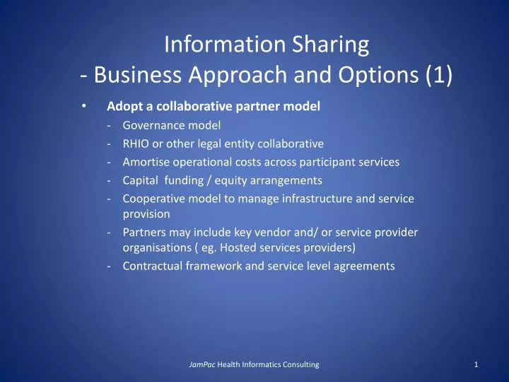 information sharing business approach and options 1