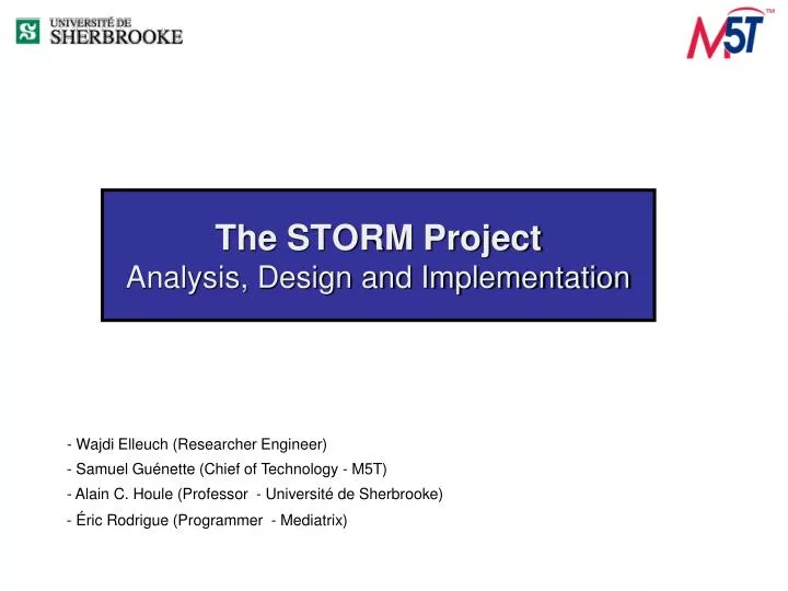 the storm project analysis design and implementation