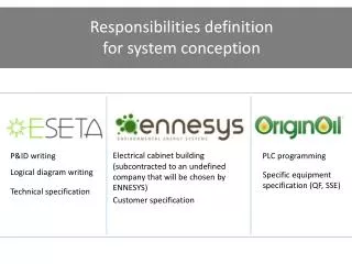 Responsibilities definition f or system conception