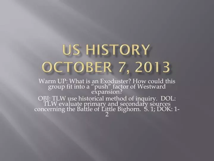 us history october 7 2013