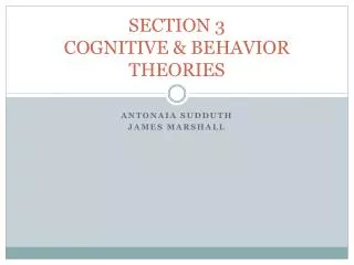 SECTION 3 COGNITIVE &amp; BEHAVIOR THEORIES