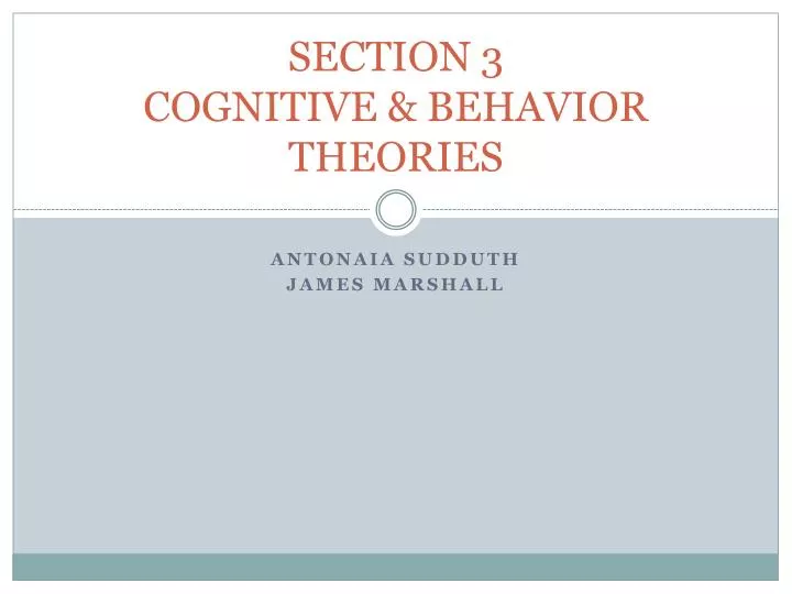 section 3 cognitive behavior theories