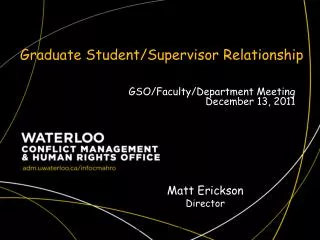 Graduate Student/Supervisor Relationship
