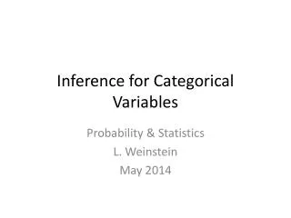 Inference for Categorical Variables