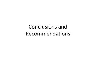 Conclusions and Recommendations