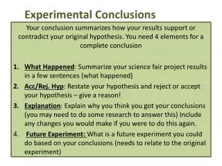 Experimental Conclusions