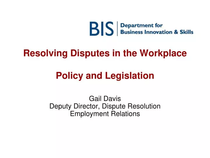 resolving disputes in the workplace policy and legislation
