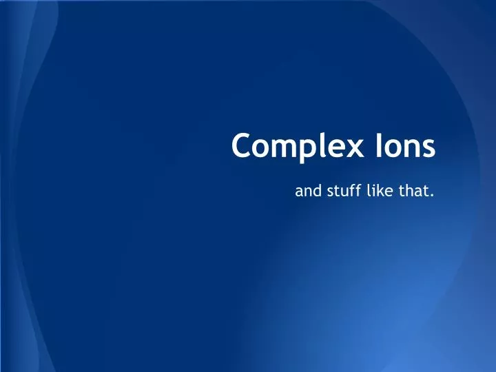 complex ions