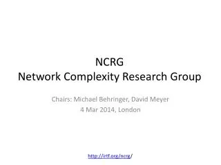 NCRG Network Complexity Research Group