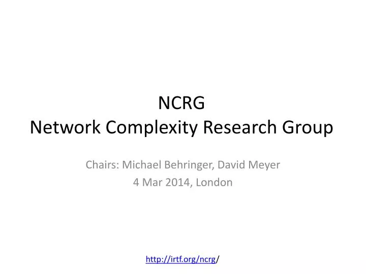 ncrg network complexity research group