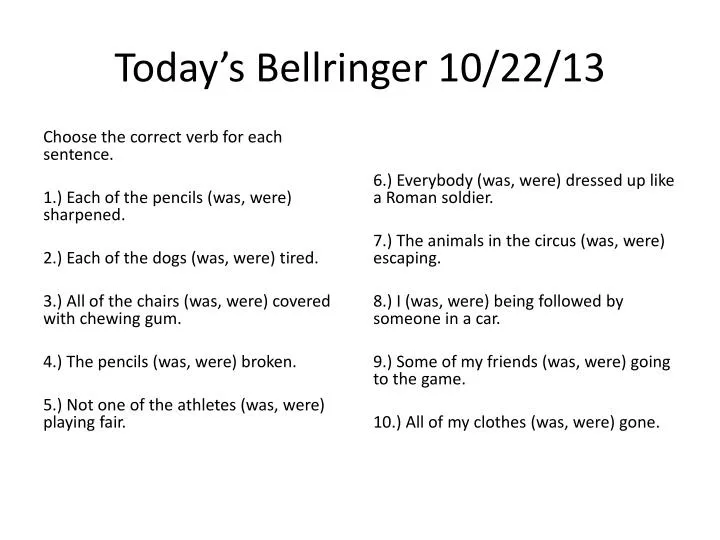 today s bellringer 10 22 13