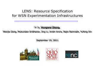 LENS: Resource Specification for WSN Experimentation Infrastructures
