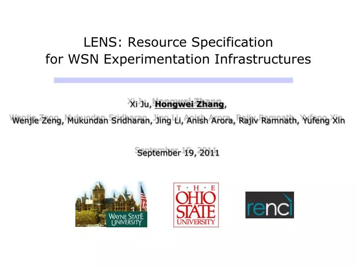 lens resource specification for wsn experimentation infrastructures