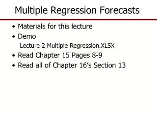Multiple Regression Forecasts
