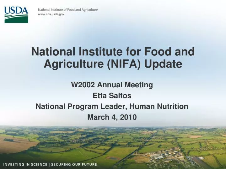 national institute for food and agriculture nifa update