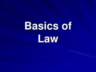 Basics of Law