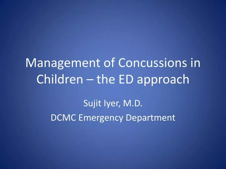 management of concussions in children the ed approach