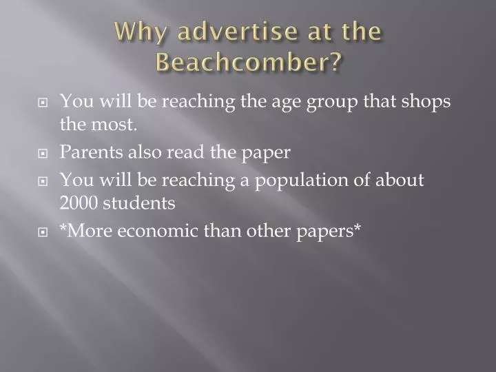 why advertise at the beachcomber