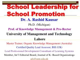 School Leadership for School Promotion