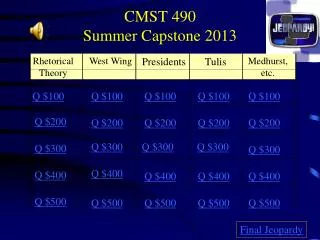 CMST 490 Summer Capstone 2013