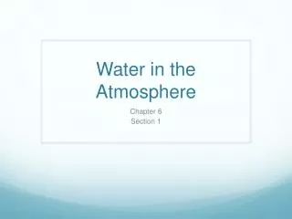 Water in the Atmosphere