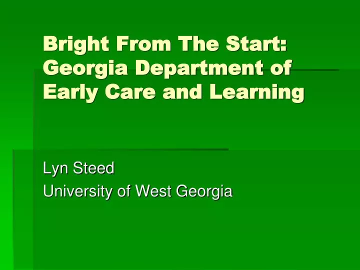 bright from the start georgia department of early care and learning