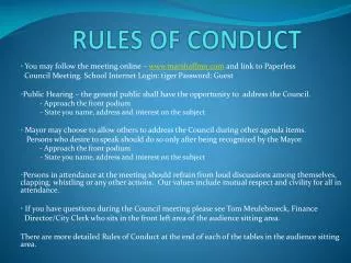 RULES OF CONDUCT