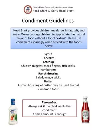 Condiment Guidelines