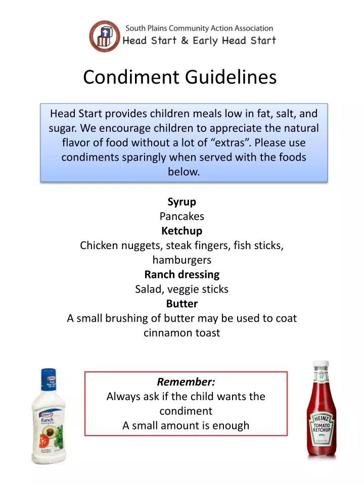 condiment guidelines