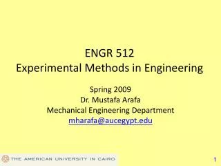 ENGR 512 Experimental Methods in Engineering