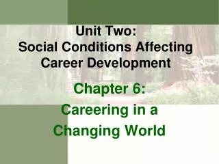 Unit Two: S ocial Conditions Affecting Career Development