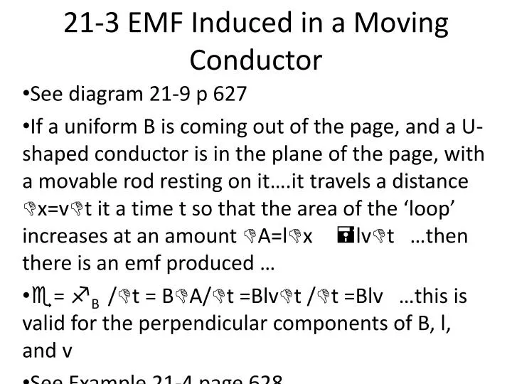 21 3 emf induced in a moving conductor
