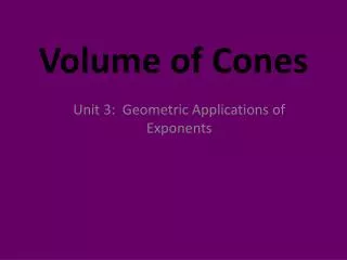 Volume of Cones