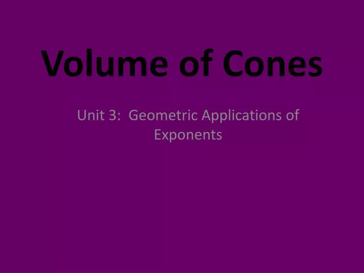 volume of cones