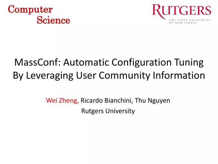 massconf automatic configuration tuning by leveraging user community information