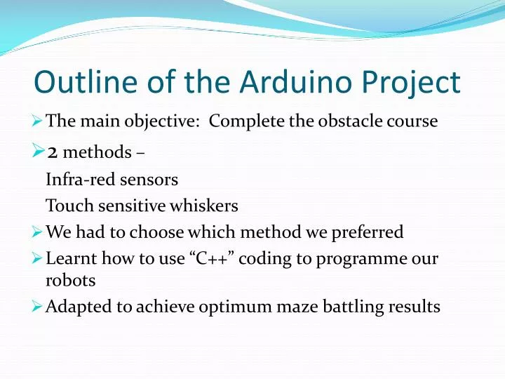 outline of the arduino project