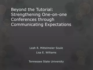 Beyond the Tutorial: Strengthening One-on-one Conferences through Communicating Expectations