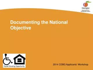 Documenting the National Objective