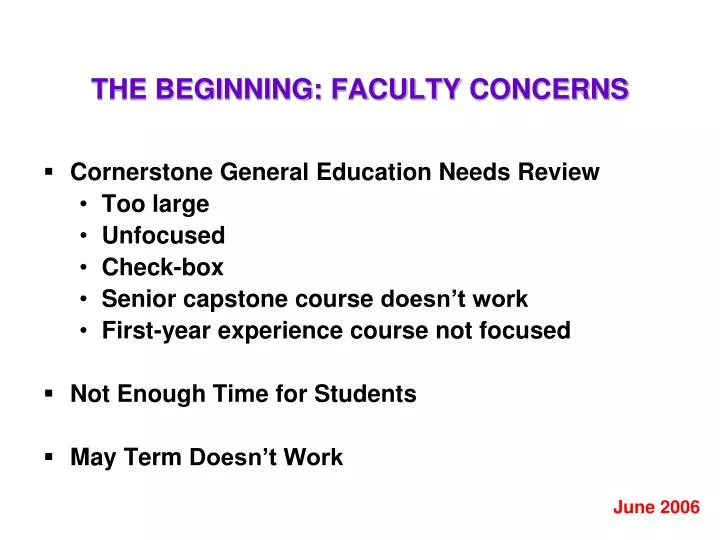 the beginning faculty concerns